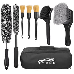 8Pcs wheel brush set with four wheel brushes and three detail brushes
