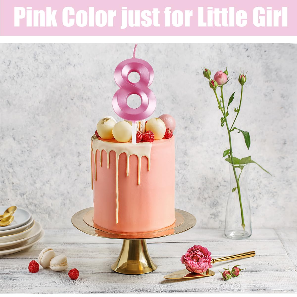 Rose gold 8th Birthday Sash in soft glitter fabric