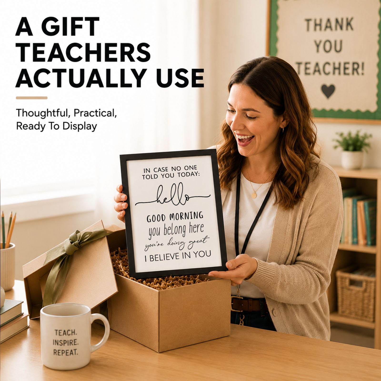 Teacher desk sign inspired by back to school decor