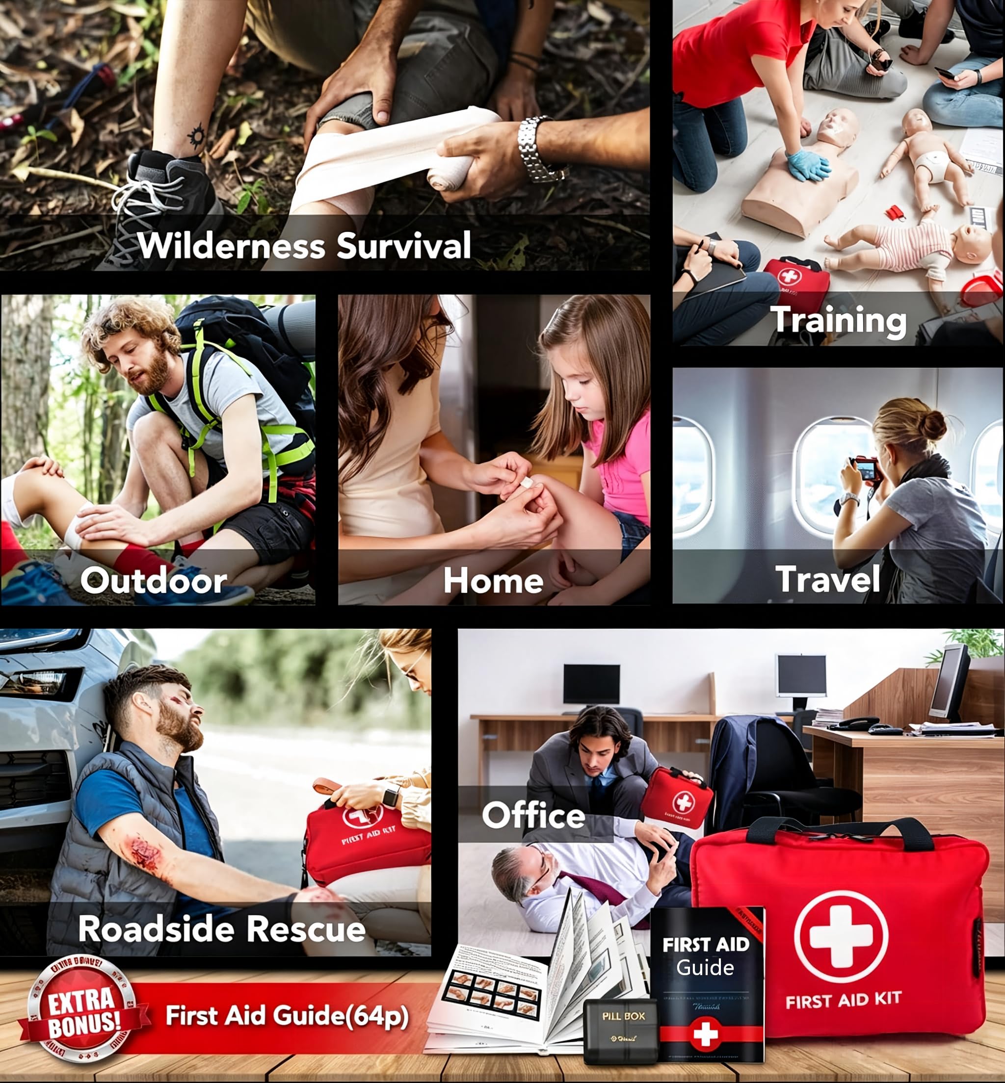 Durable double-zipper first aid kit in water resistant bag
