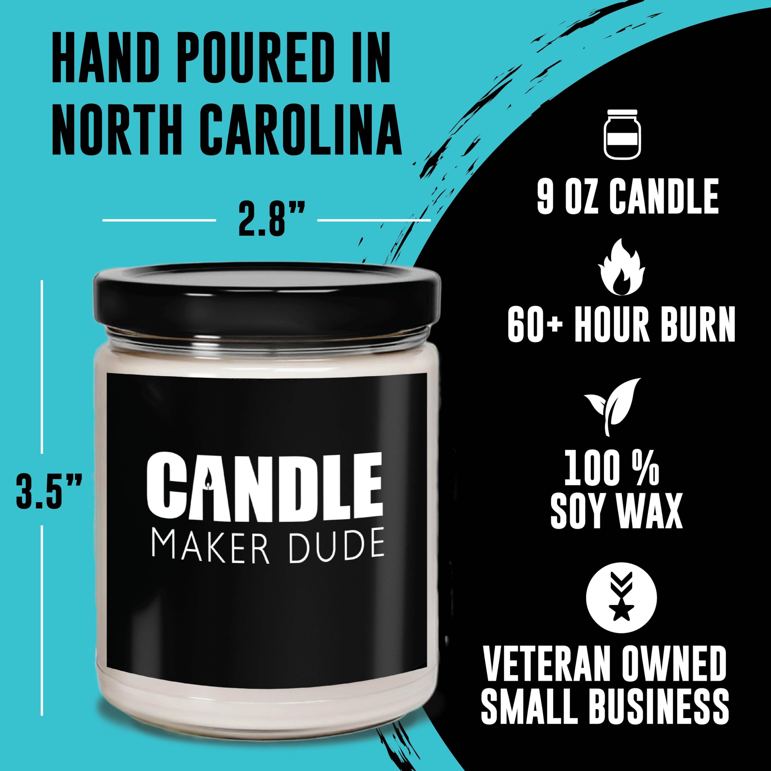 9-ounce candle measures 2.8 x 3.5 inches for gift basket