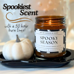 9 oz soy wax candle in recyclable amber glass jar with a gold lid