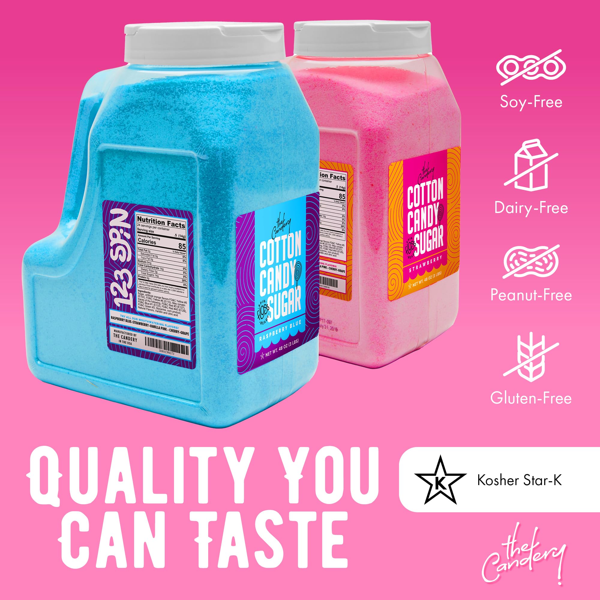 Kosher certified The Star K Kosher Organization floss sugar packaging