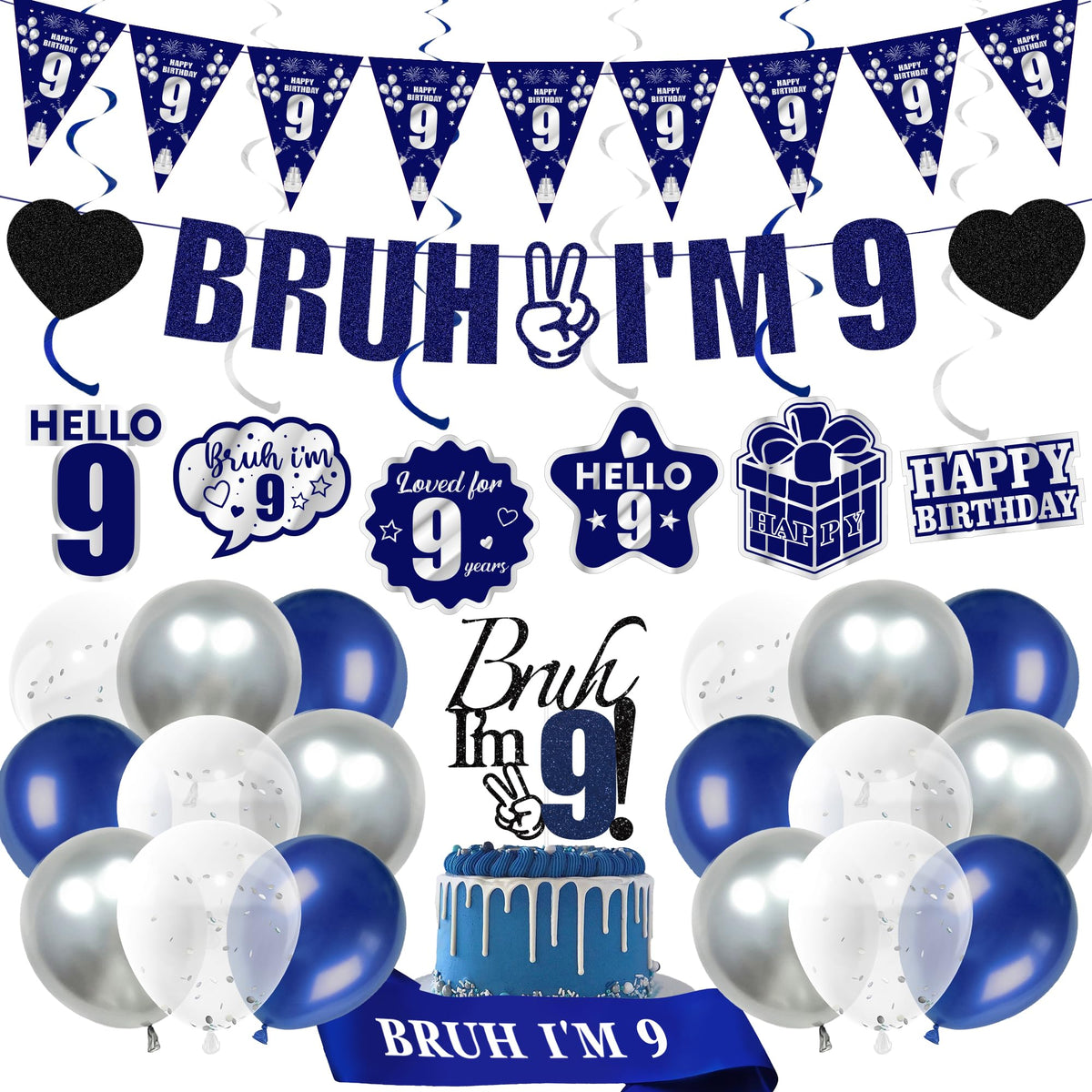 9th birthday decorations balloons boy kit