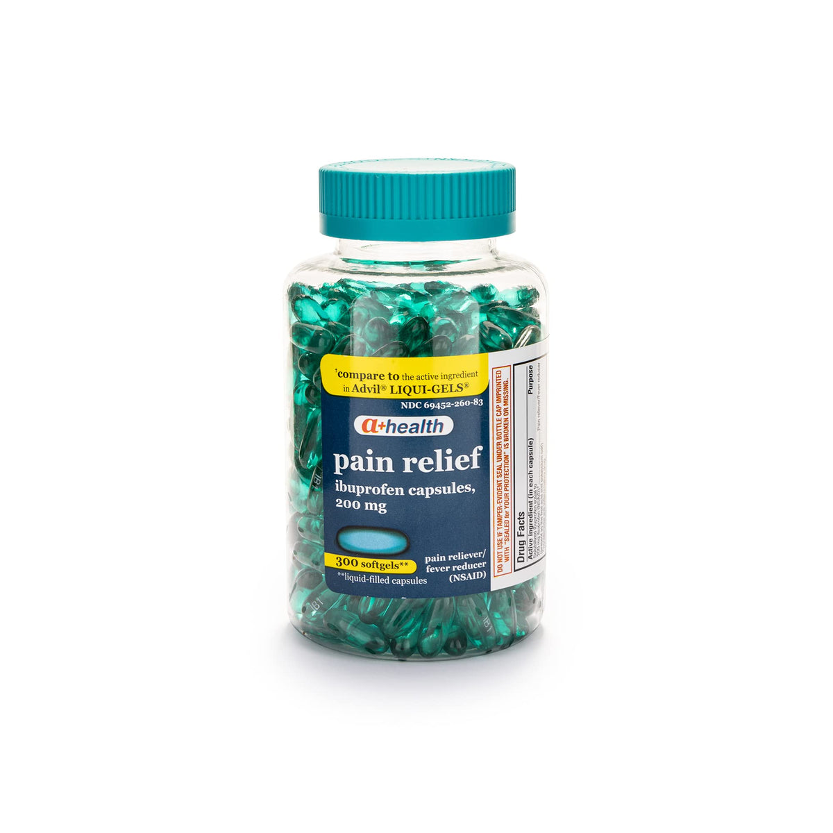 A+Health ibuprofen 200 mg softgels bottle label
