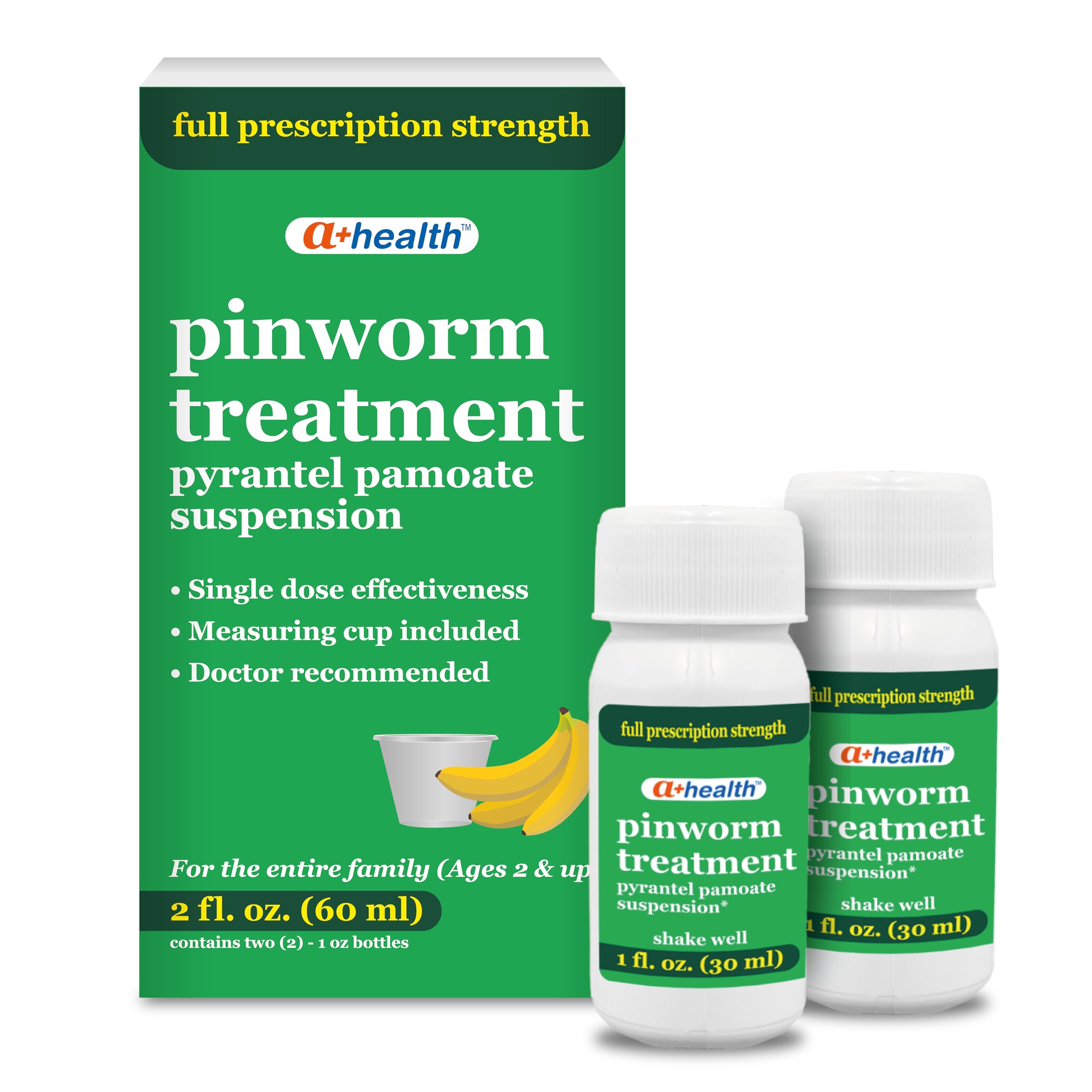 a-health pinworm treatment two 1-ounce bottles packaging