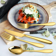 40 piece gold flatware set with heavy thick handles