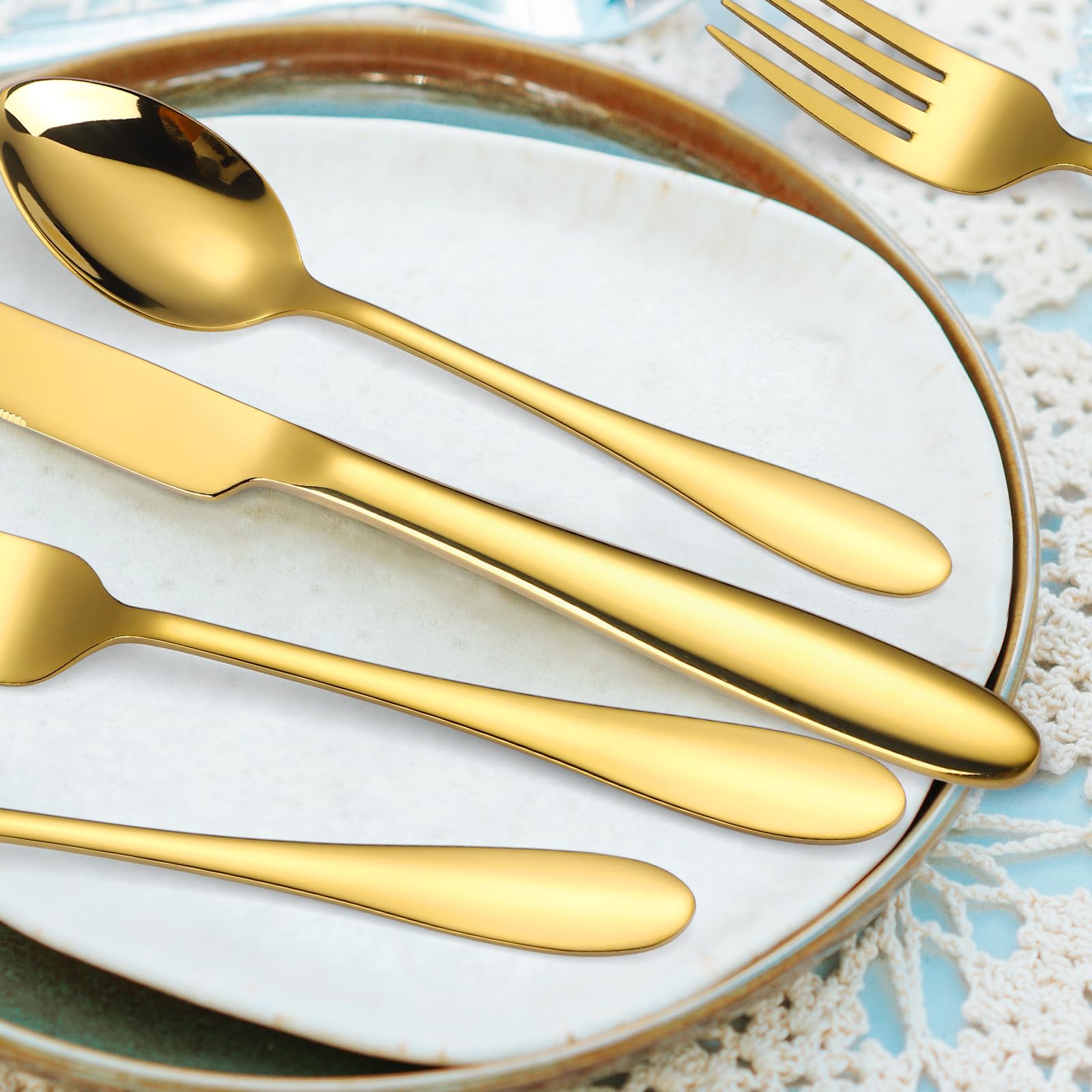 Elegant gold flatware with mirror polish finish