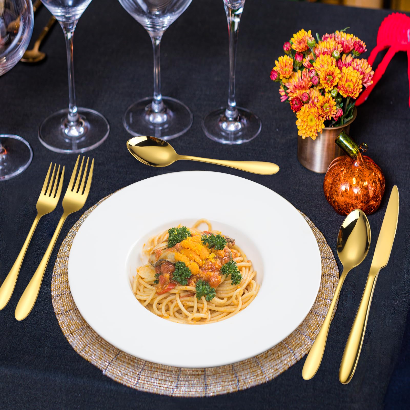 Wedding party gold flatware set for formal occasions