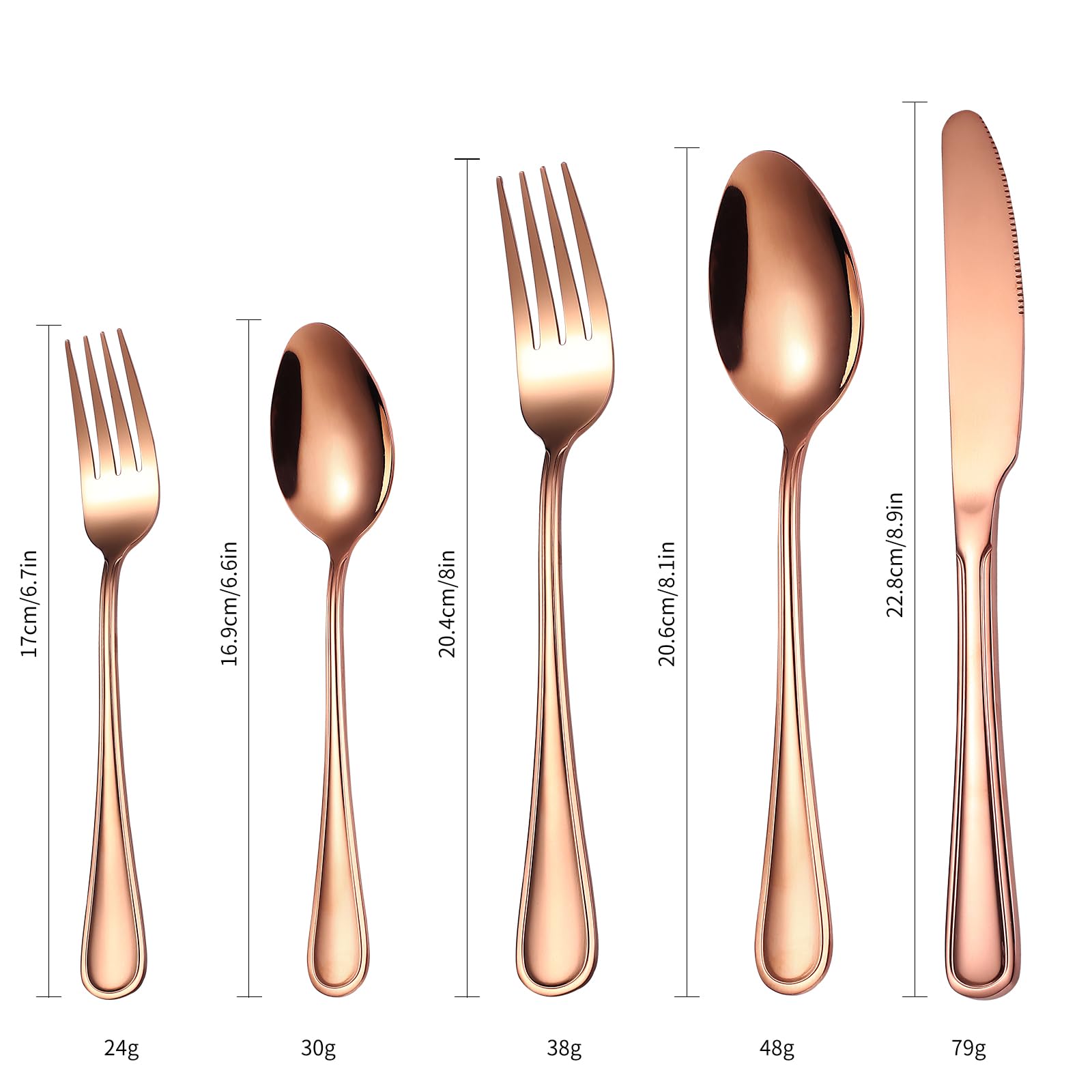a-houseware rose-gold flatware dinner forks close-up image