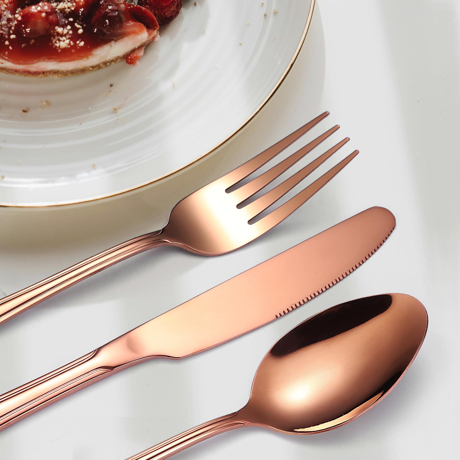 a-houseware rose-gold flatware dinner spoons close-up image
