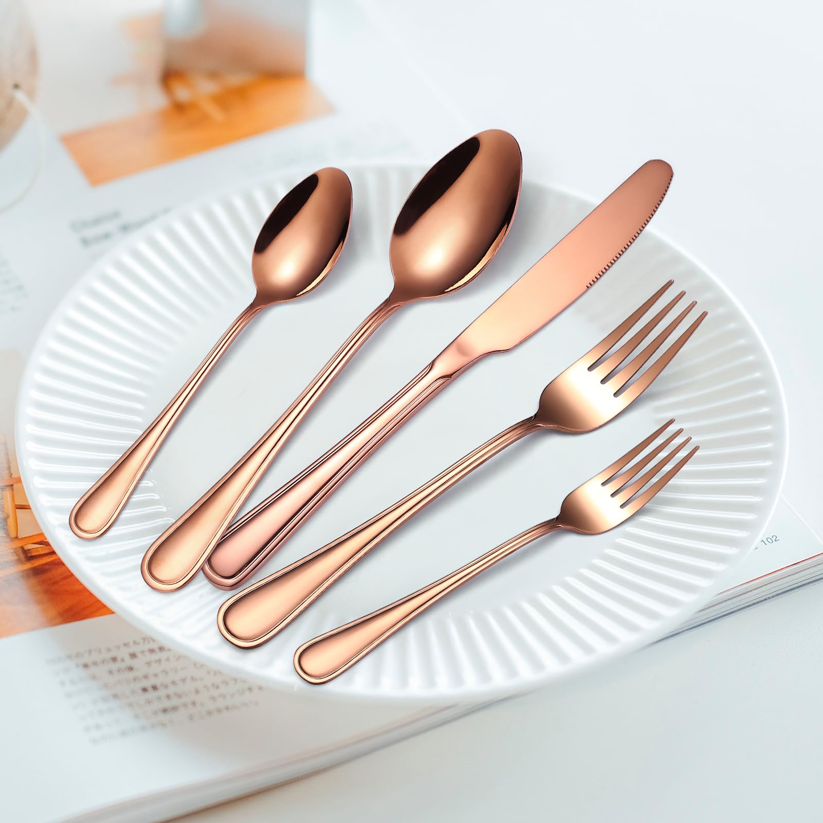 a-houseware rose-gold flatware teaspoons close-up image