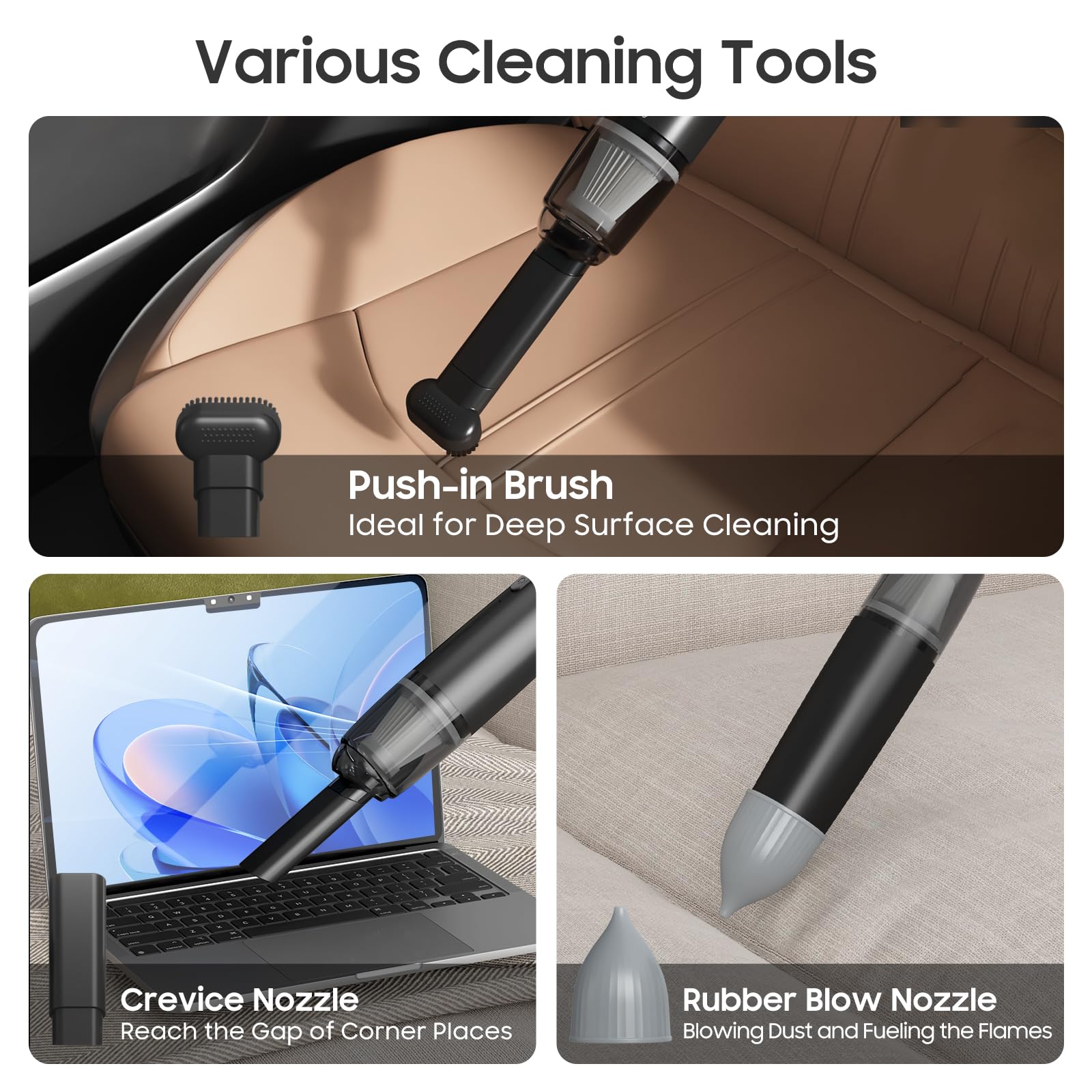 Compact lightweight cordless vacuum for car desk and office