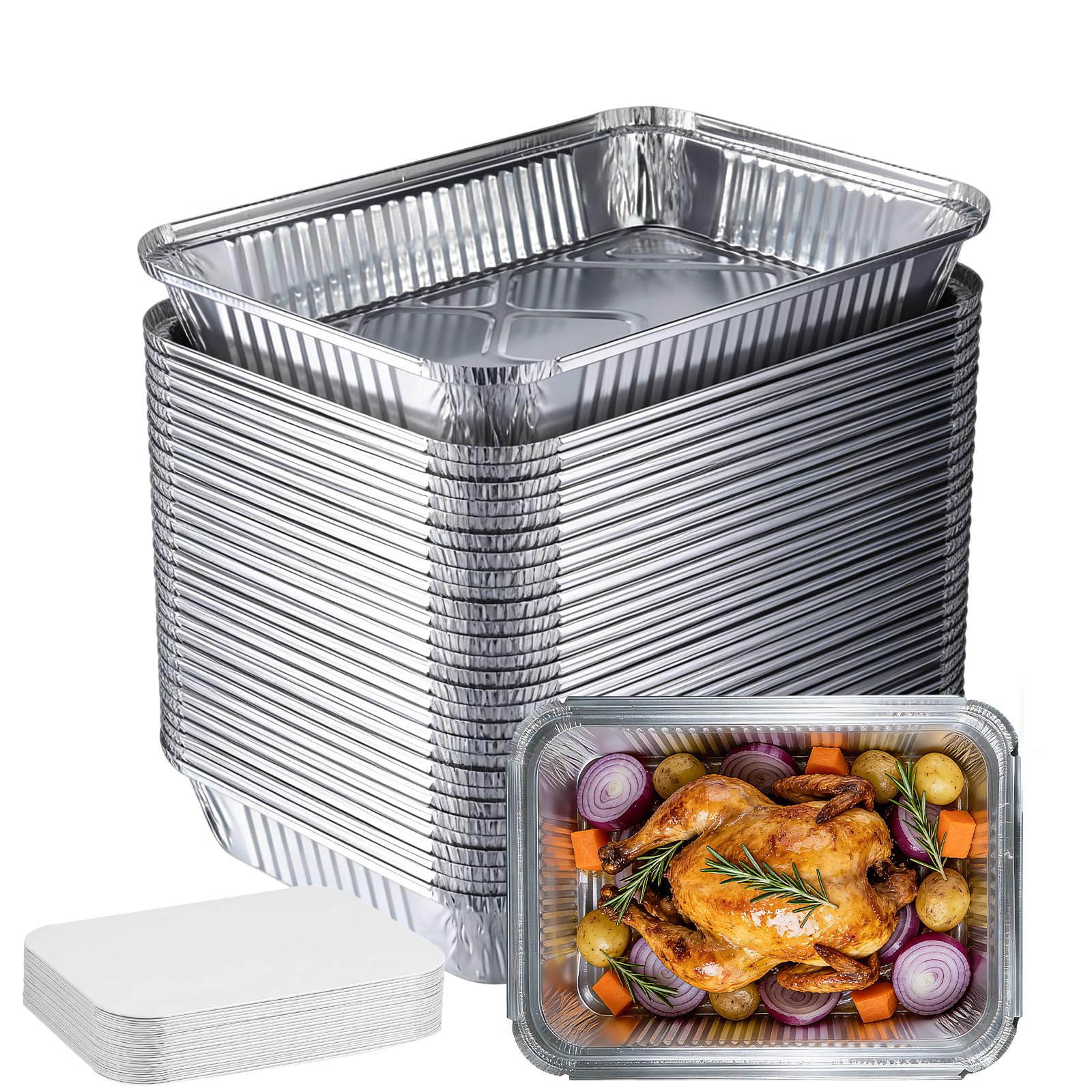 AACGIN disposable aluminum foil pan 30 pack with lids