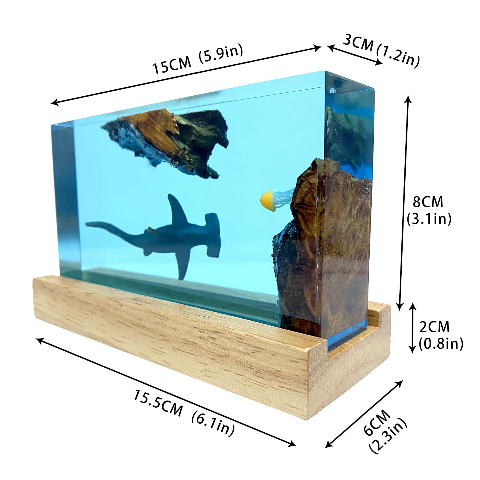 Handmade wooden resin lamp by AArtwork Ocean model