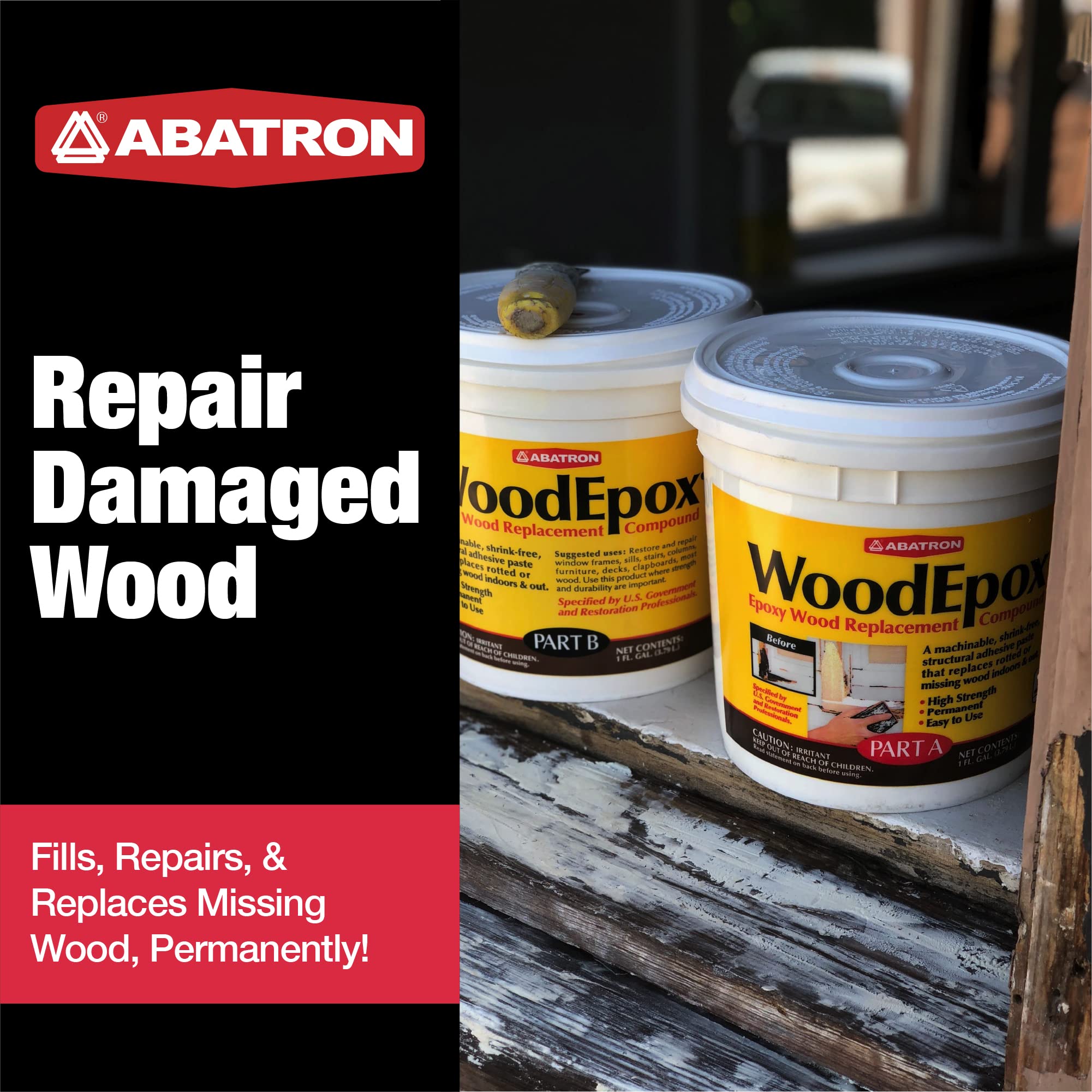 WoodEpox 2Part epoxy adhesive filler being used