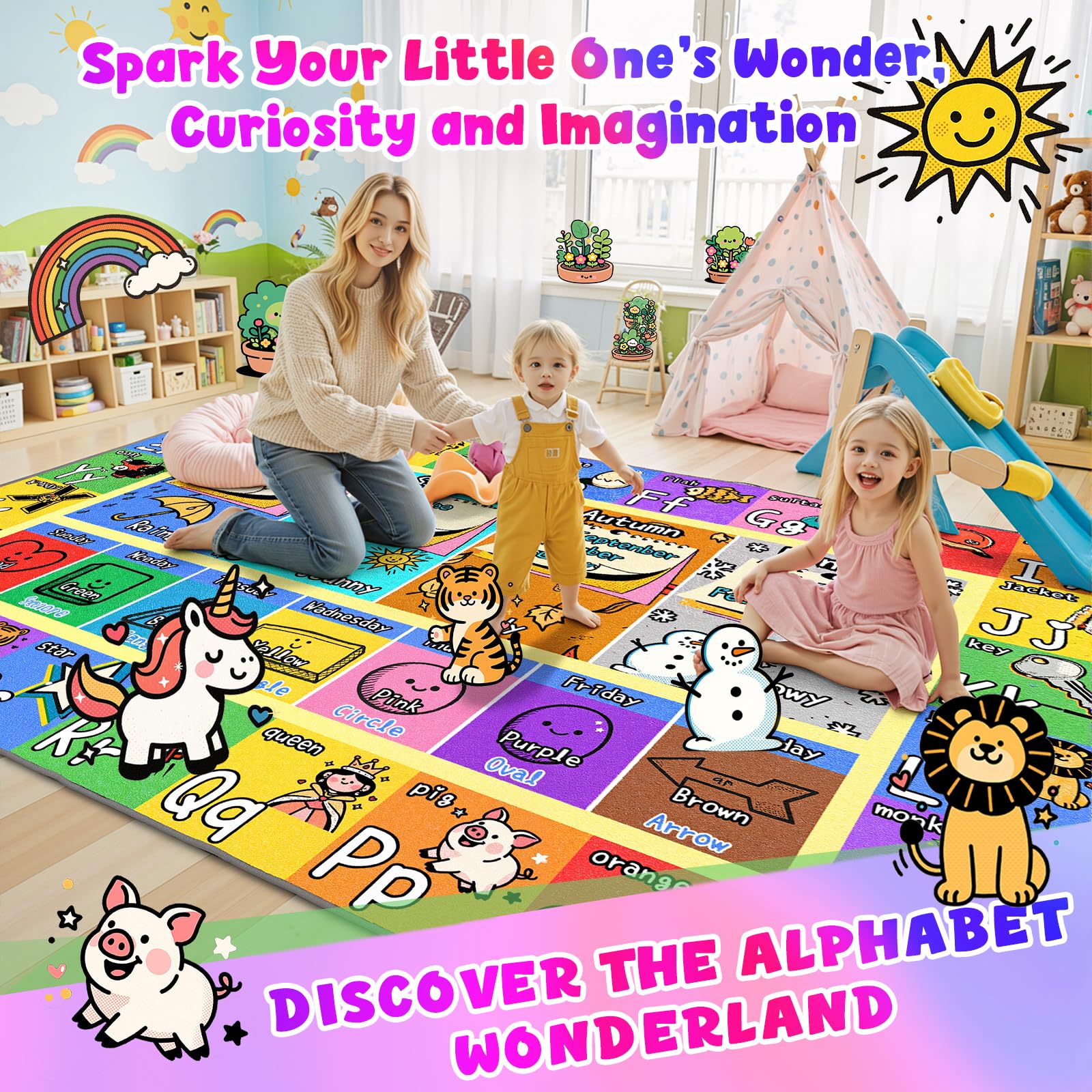 ABC Kids Rugs playroom 8x10 classroom rug