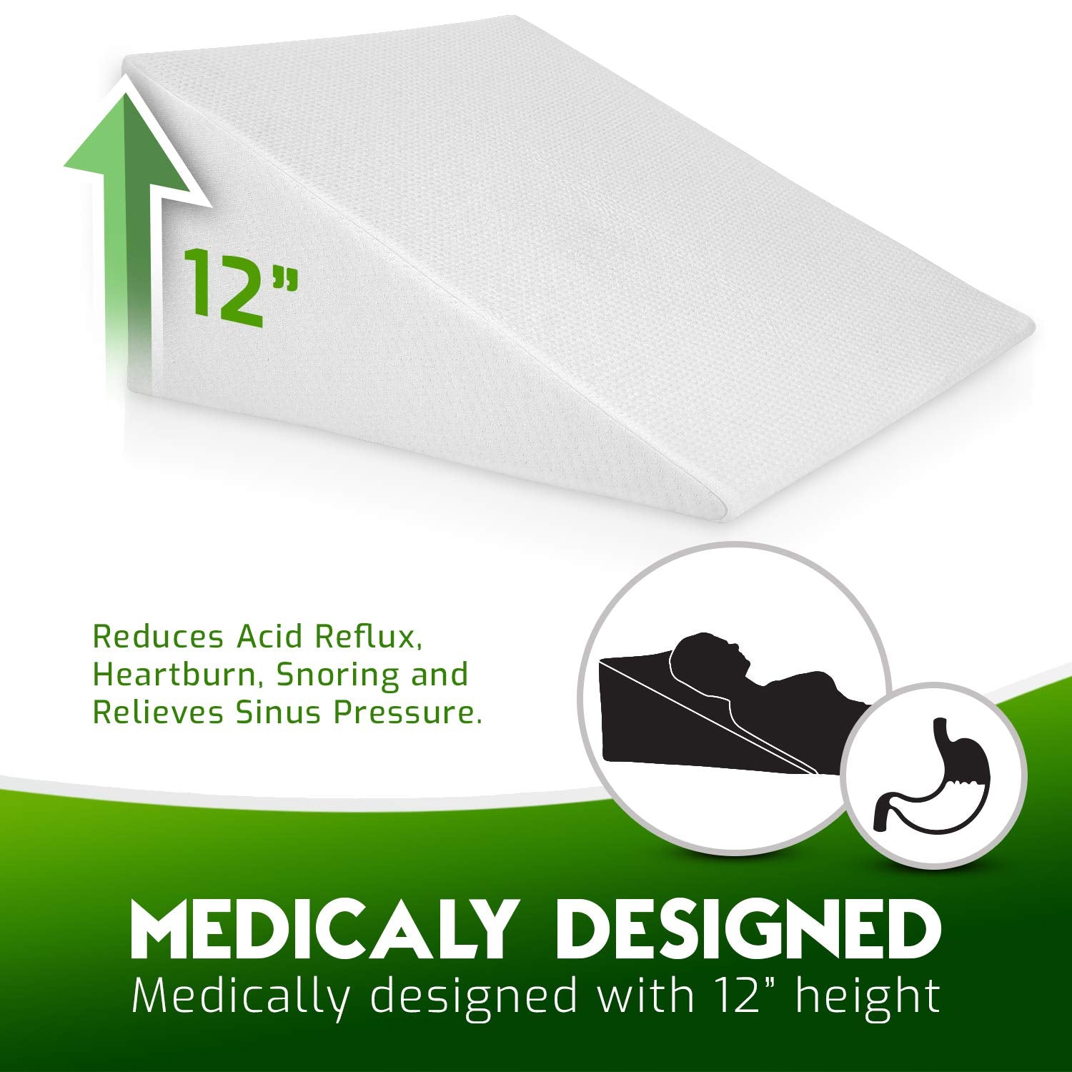 Wedge pillow used for sleeping and reading in bed