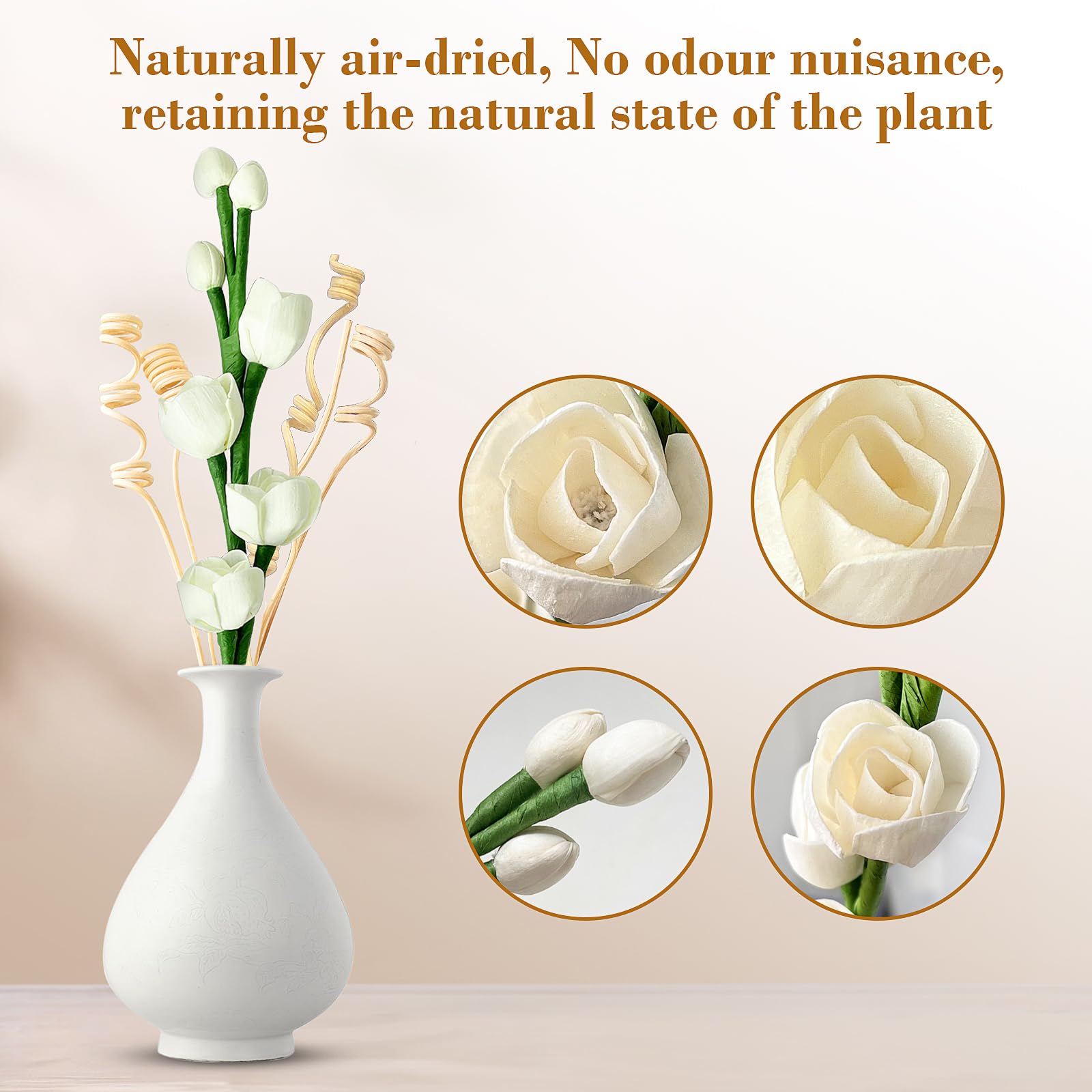 green branches white rose diffuser sticks