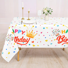 ABKLESACH birthday tablecloth white 60x84 inch premium polyester