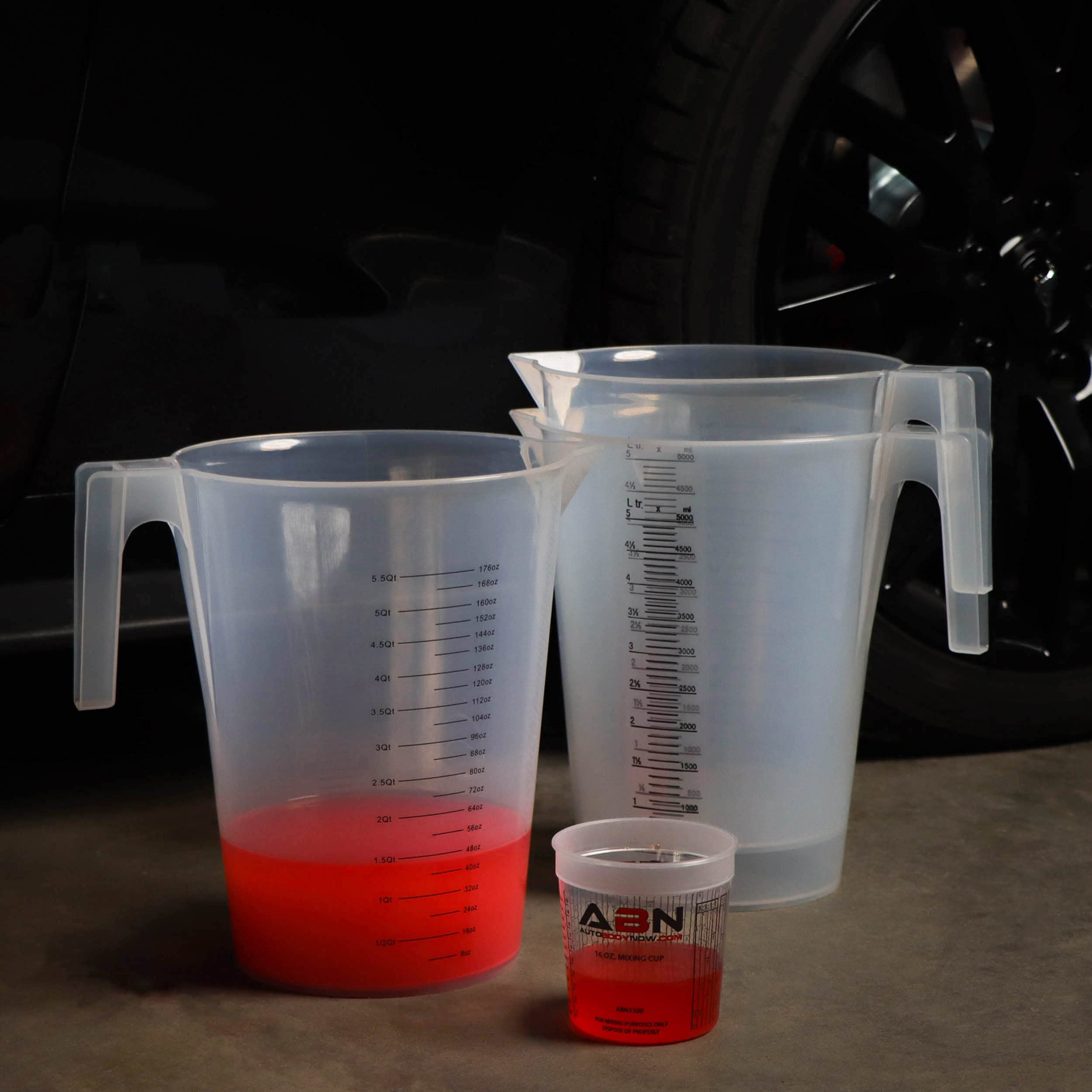 Clear PET plastic mixing pitcher from ABN for paints and oils