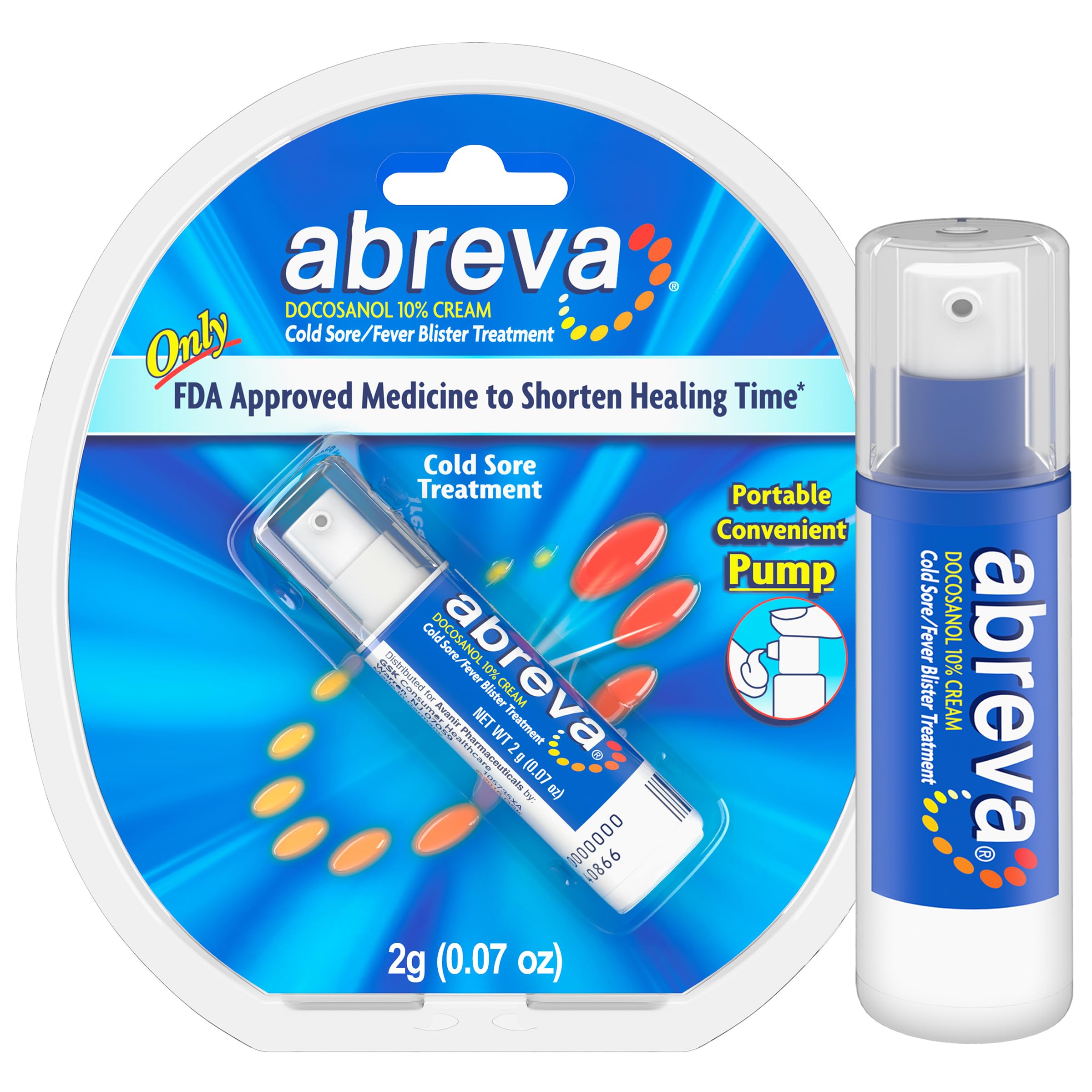 Abreva docosanol 10 percent cold sore treatment pump bottle 0.07 oz