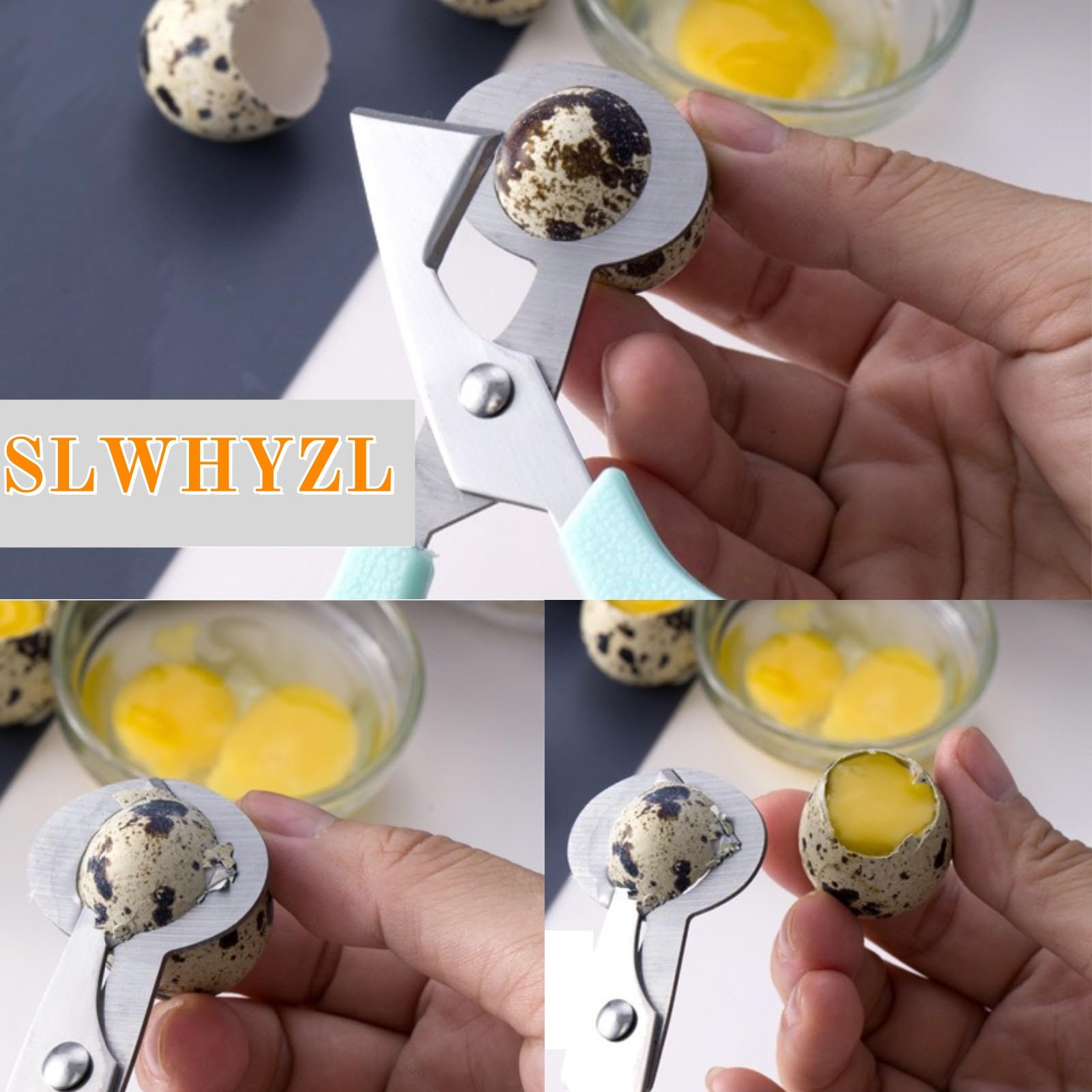 No-touch peeling keeps hands clean with quail egg scissors