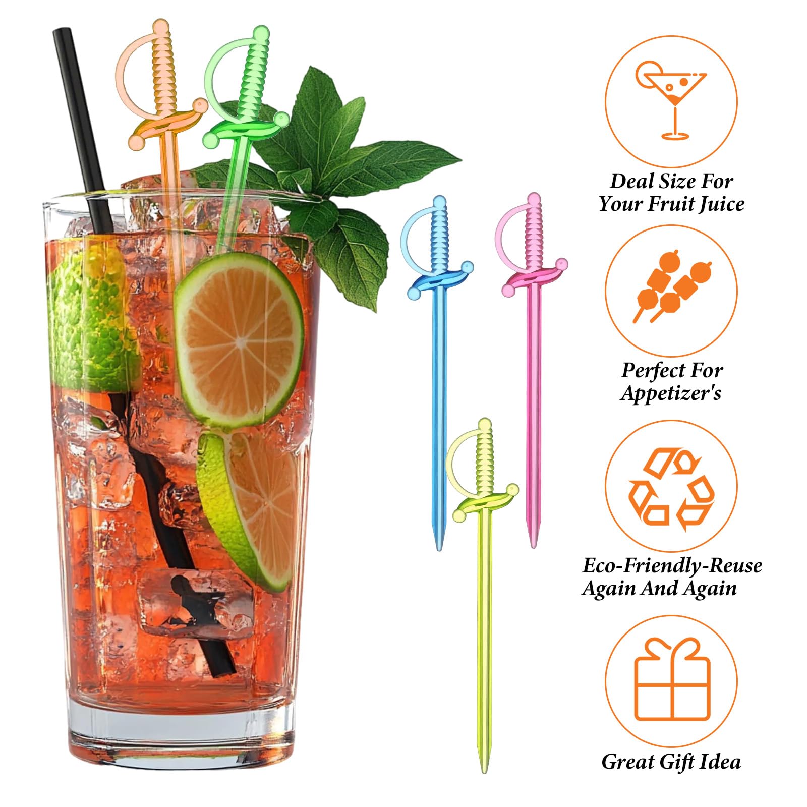 ABS plastic cocktail picks for olives and fruit