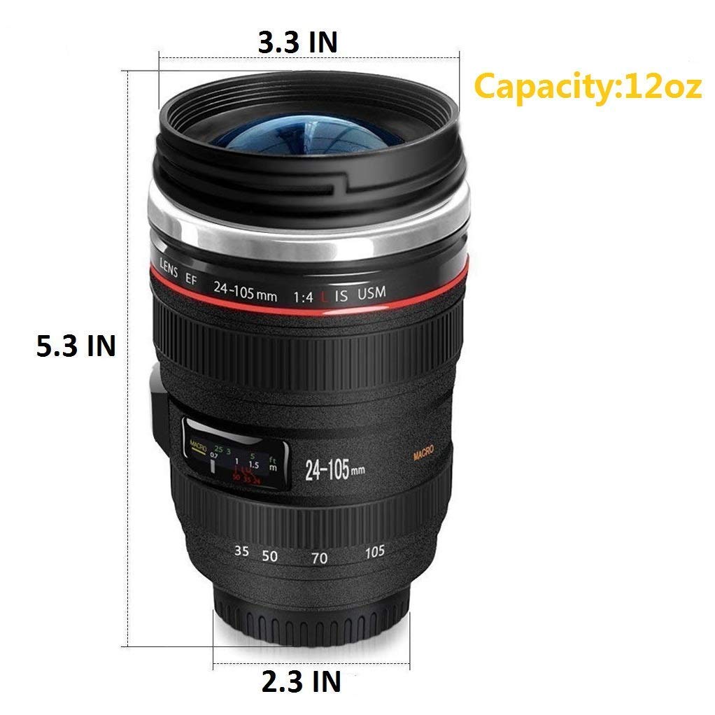 Lens mug for photographers desk accessory