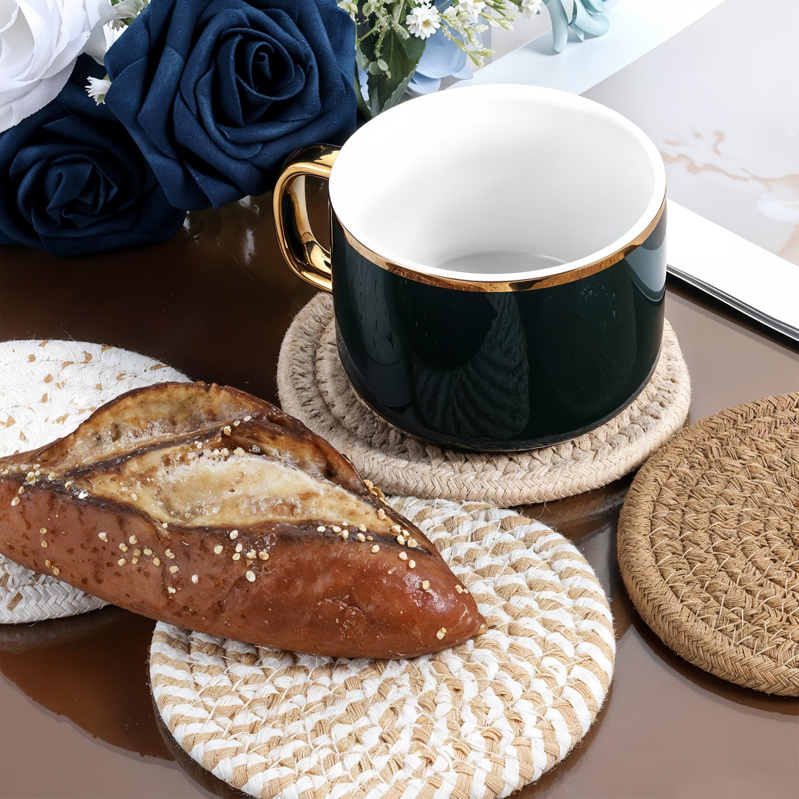 Coasters can be stored in a coaster holder when not in use