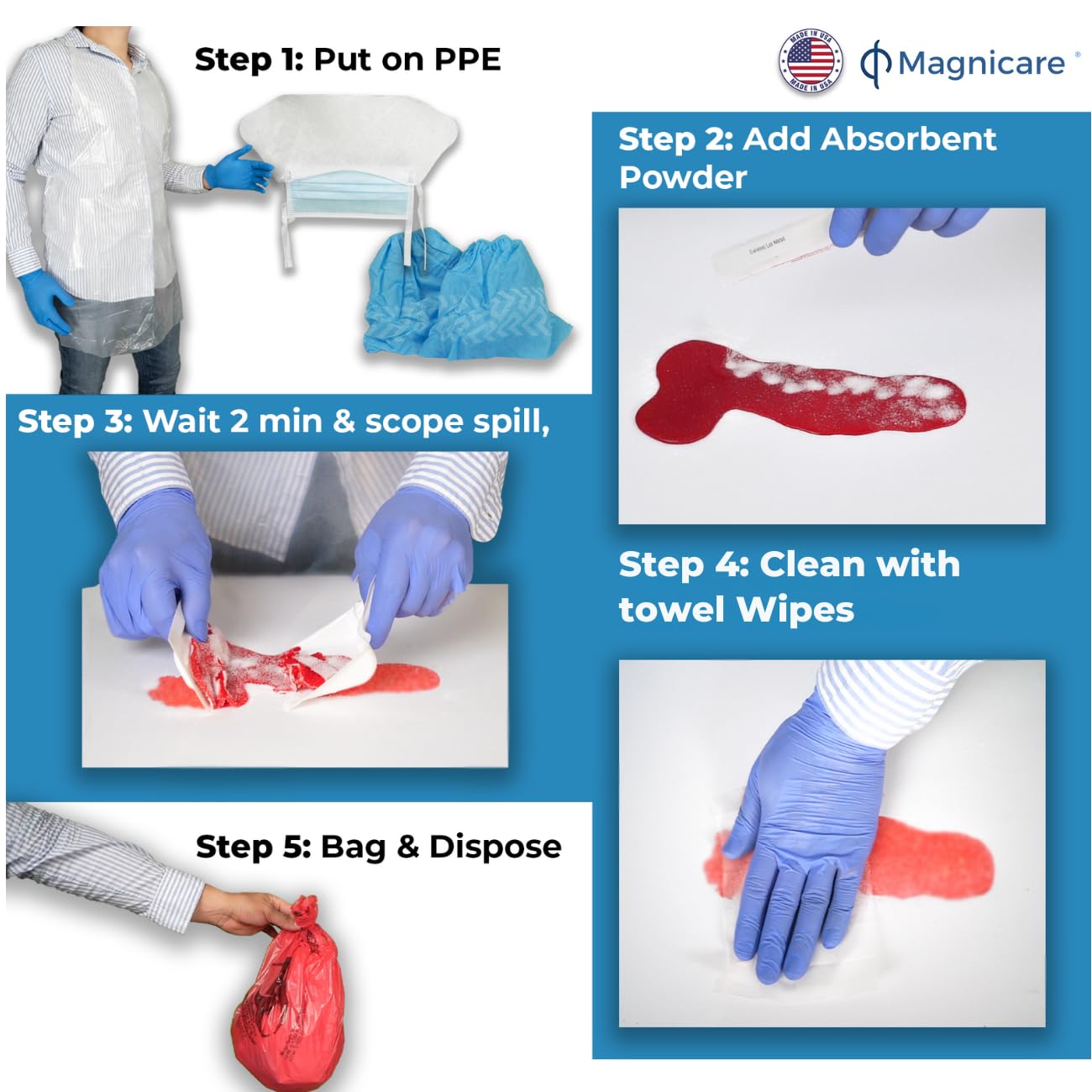 Absorbent powder towels and scraper components