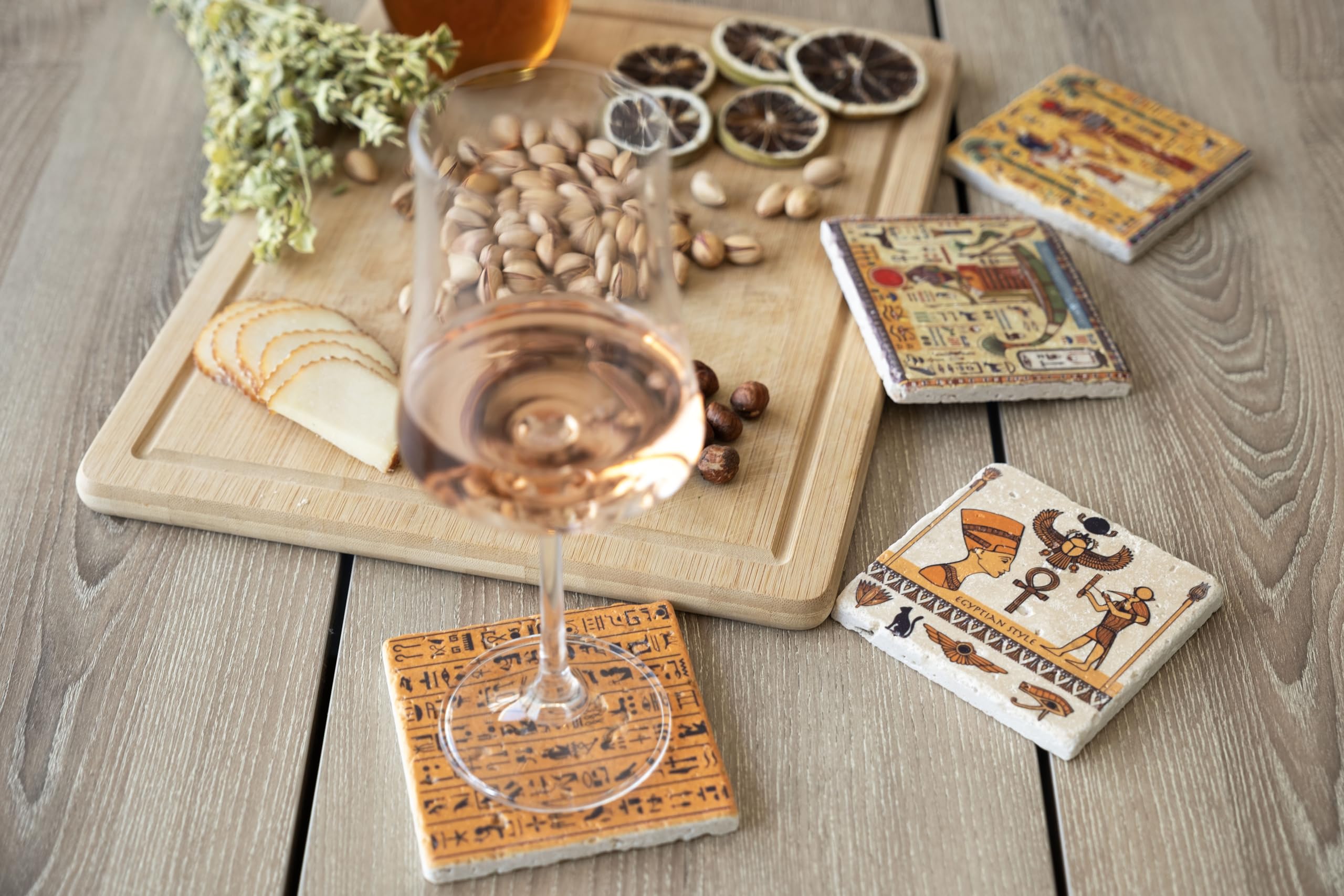 Ancient Egypt Coasters gift set travertine stone