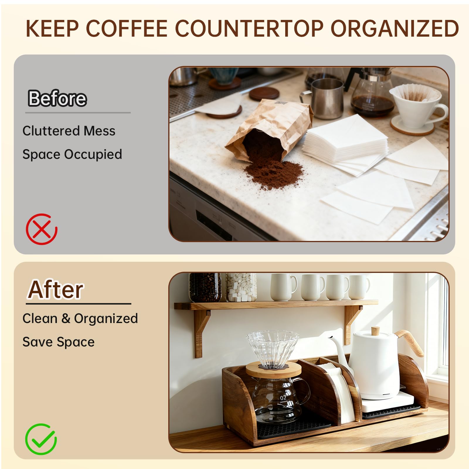 Acacia coffee bar stand pour over image 7