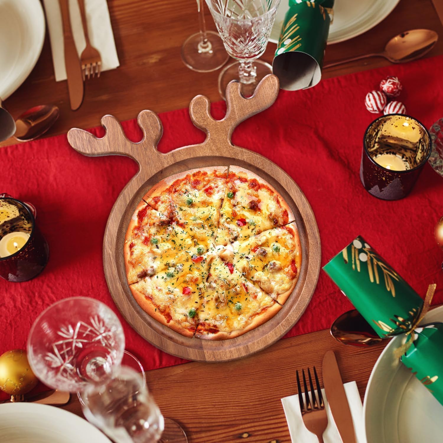 Acacia wood Christmas plate for festive serving