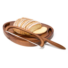 Acacia wood handle bread knife product image
