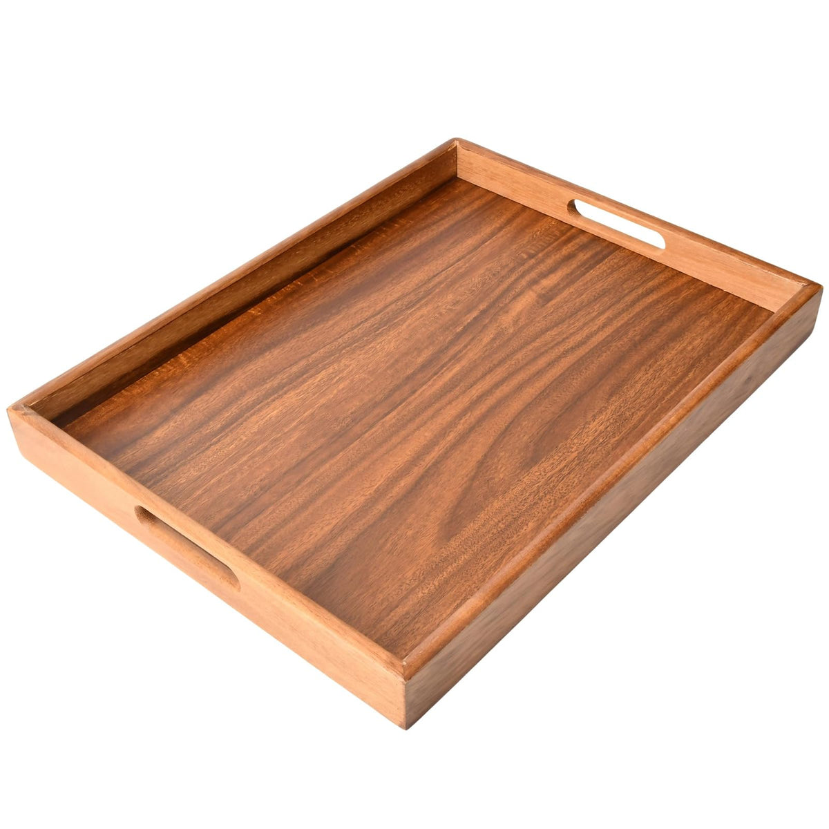 acacia wood serving tray with handles 15.7 inches