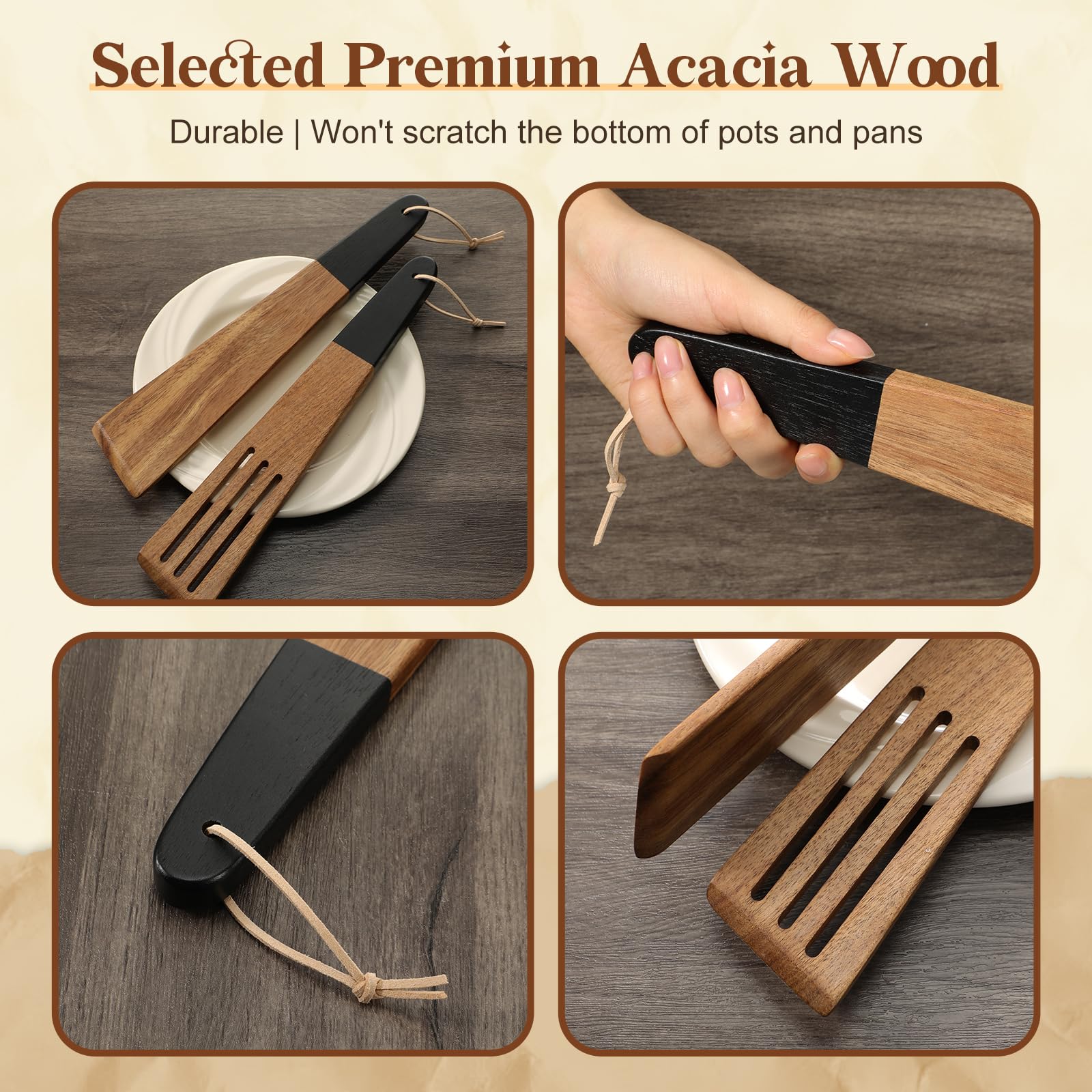 Acacia wood spatula by Baderke single piece