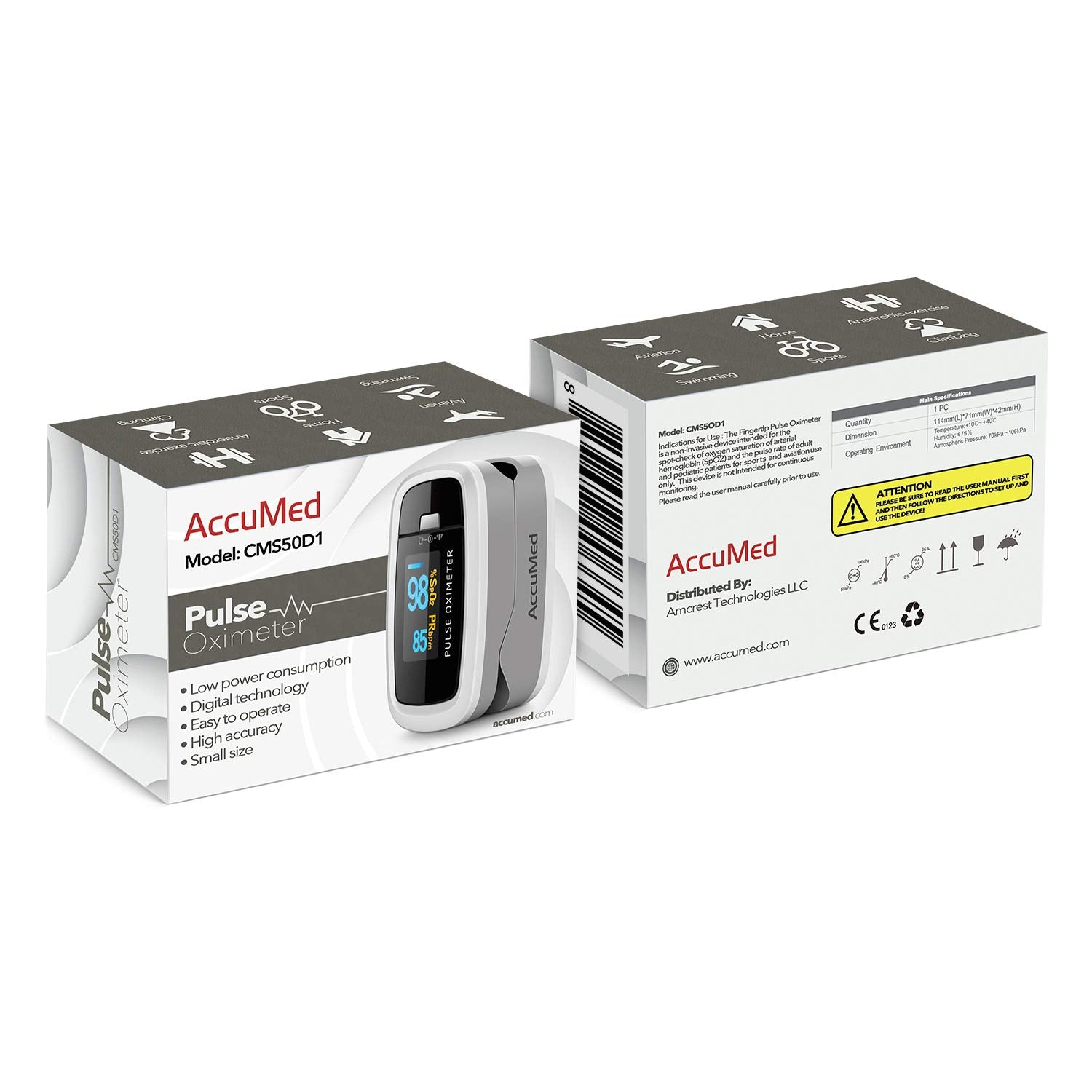 Lightweight 50g fingertip oximeter for sports and travel