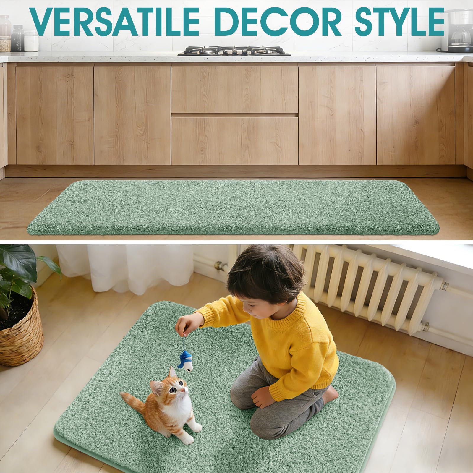 Versatile decor rug for bathroom kitchen and bedroom