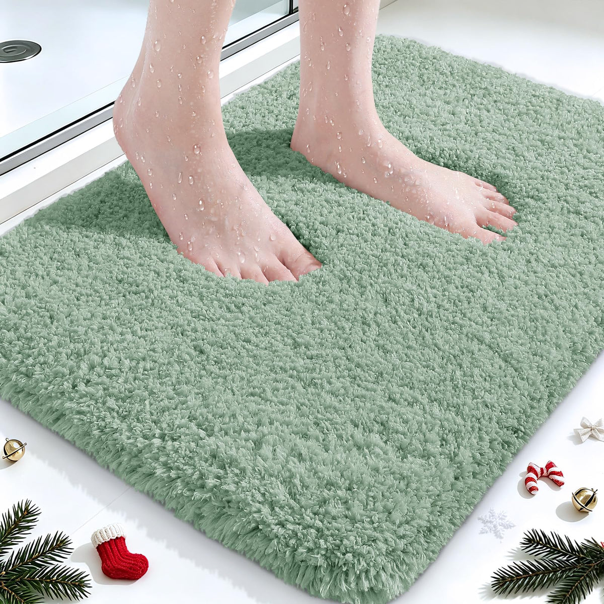 ACCUMTEK Sage Green Bathroom Rugs 24x17 size for home use