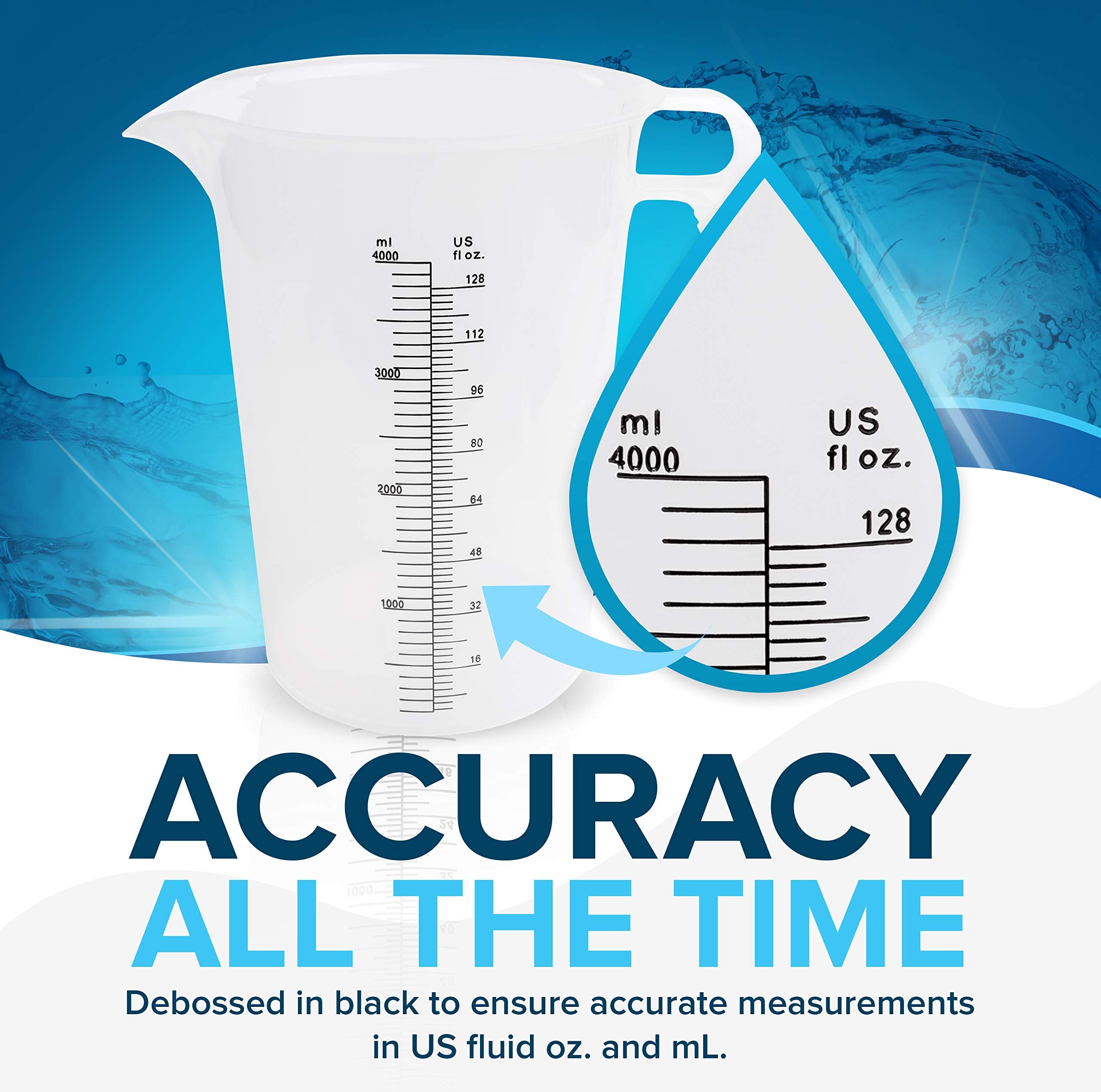 Food-grade polypropylene ACCUPOUR measuring pitcher for chemicals