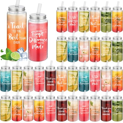 Acellegic 36 Pcs Team Appreciation Gifts cups bulk with lids and straws clear plastic