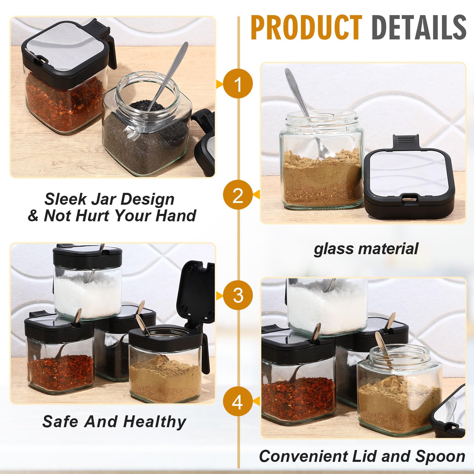 Black glass sugar container for kitchen counter by Acellegic