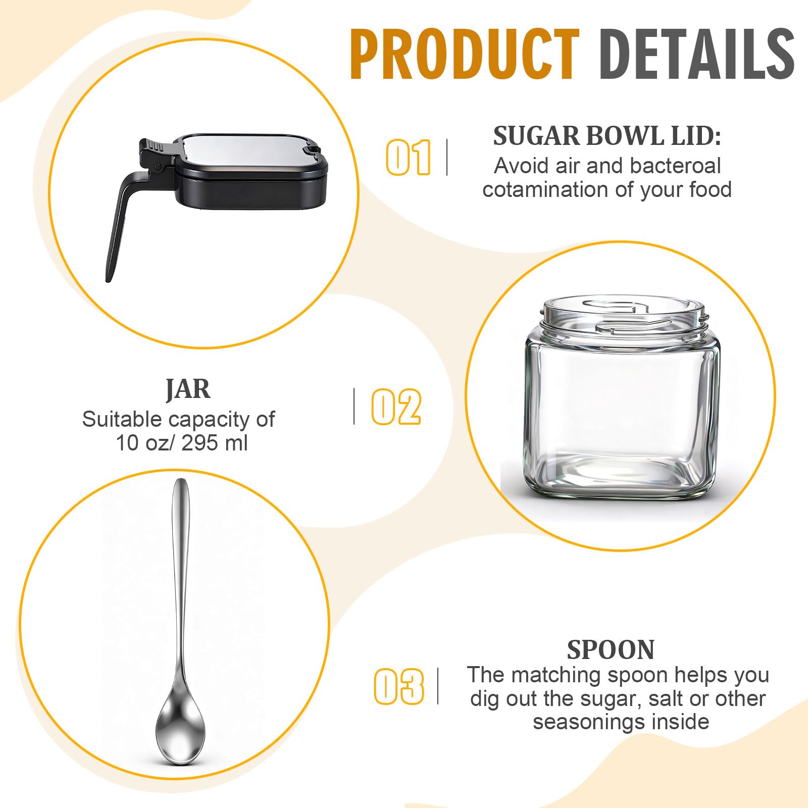 10 oz glass sugar container with flip lid by Acellegic