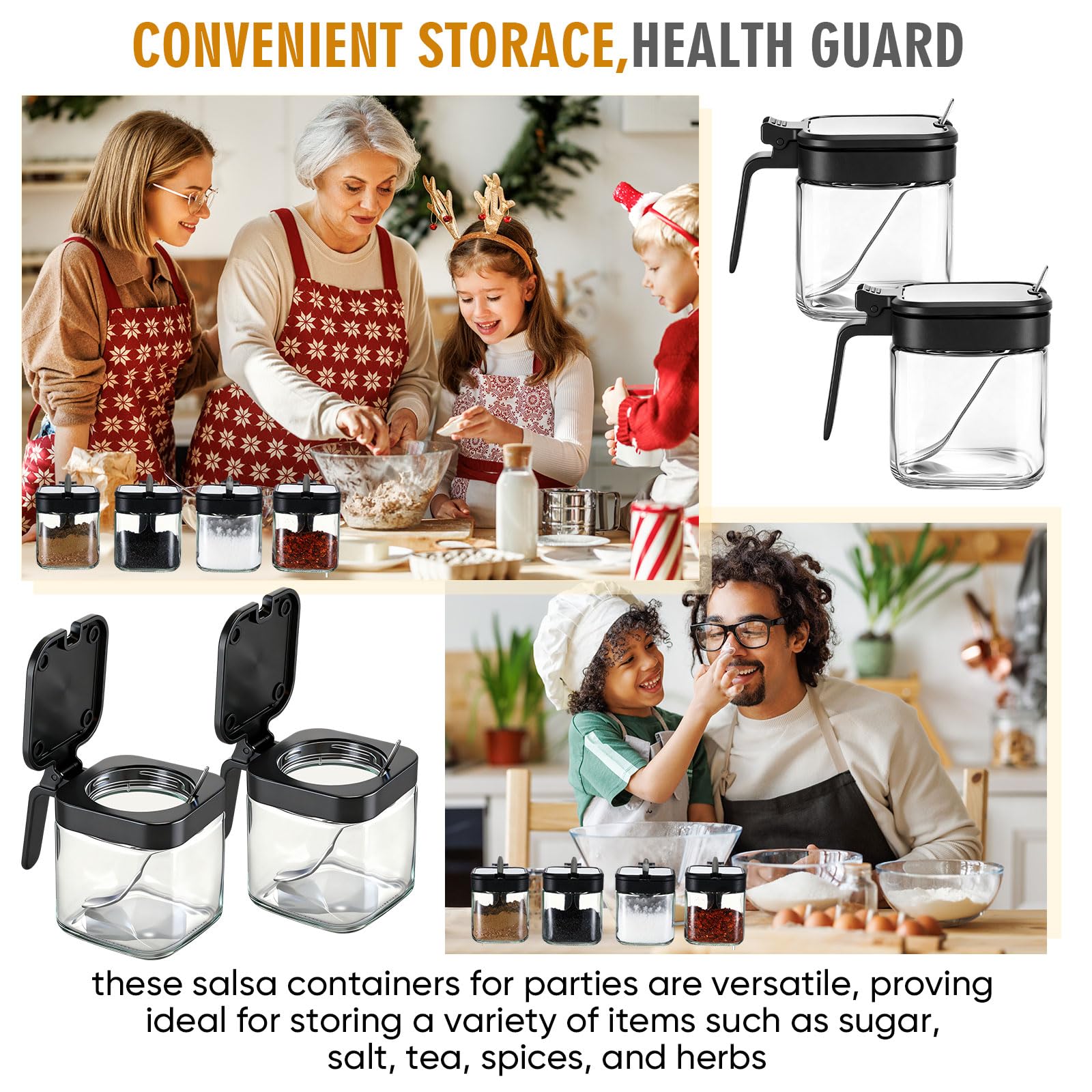 Acellegic kitchen bar accessory glass sugar bowl set