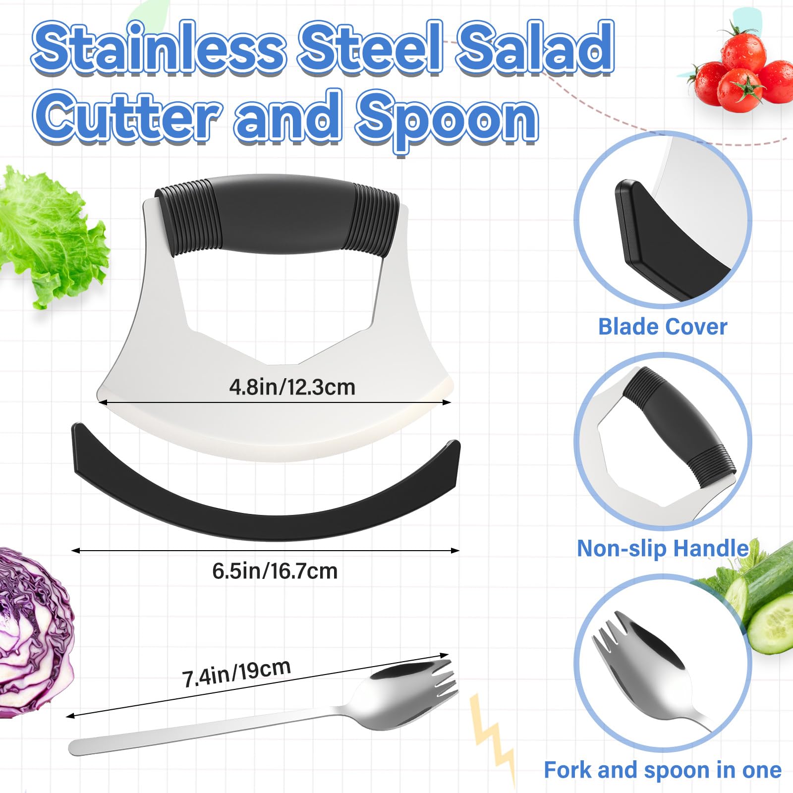 Mezzaluna mincing knife with safety cover in Acellegic set