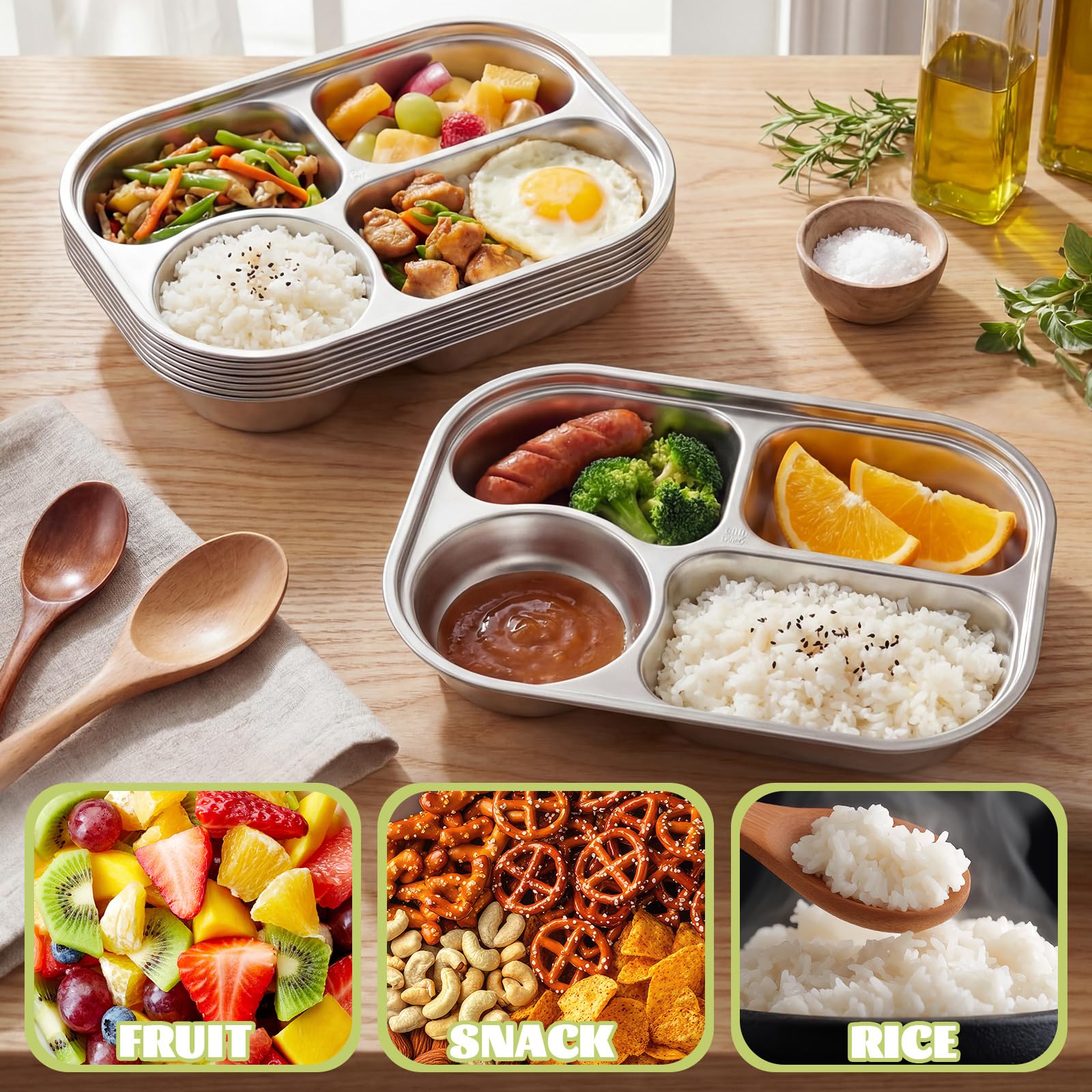 Acellegic camping and meal prep stainless steel plates