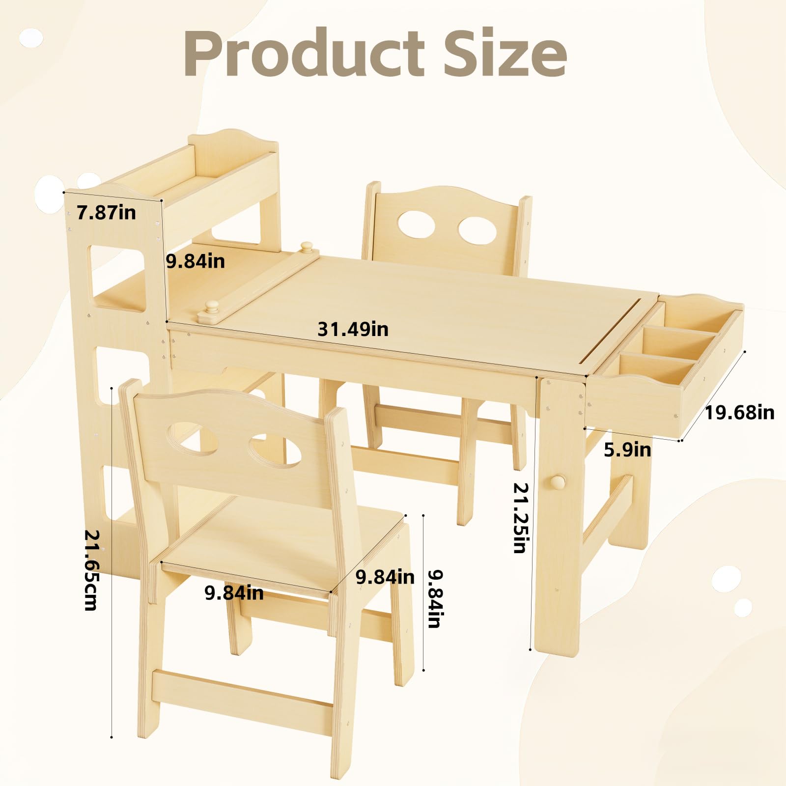Craft table with built in paper roll dispenser