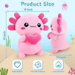 Pink axolotl plush Achwishap detail close up
