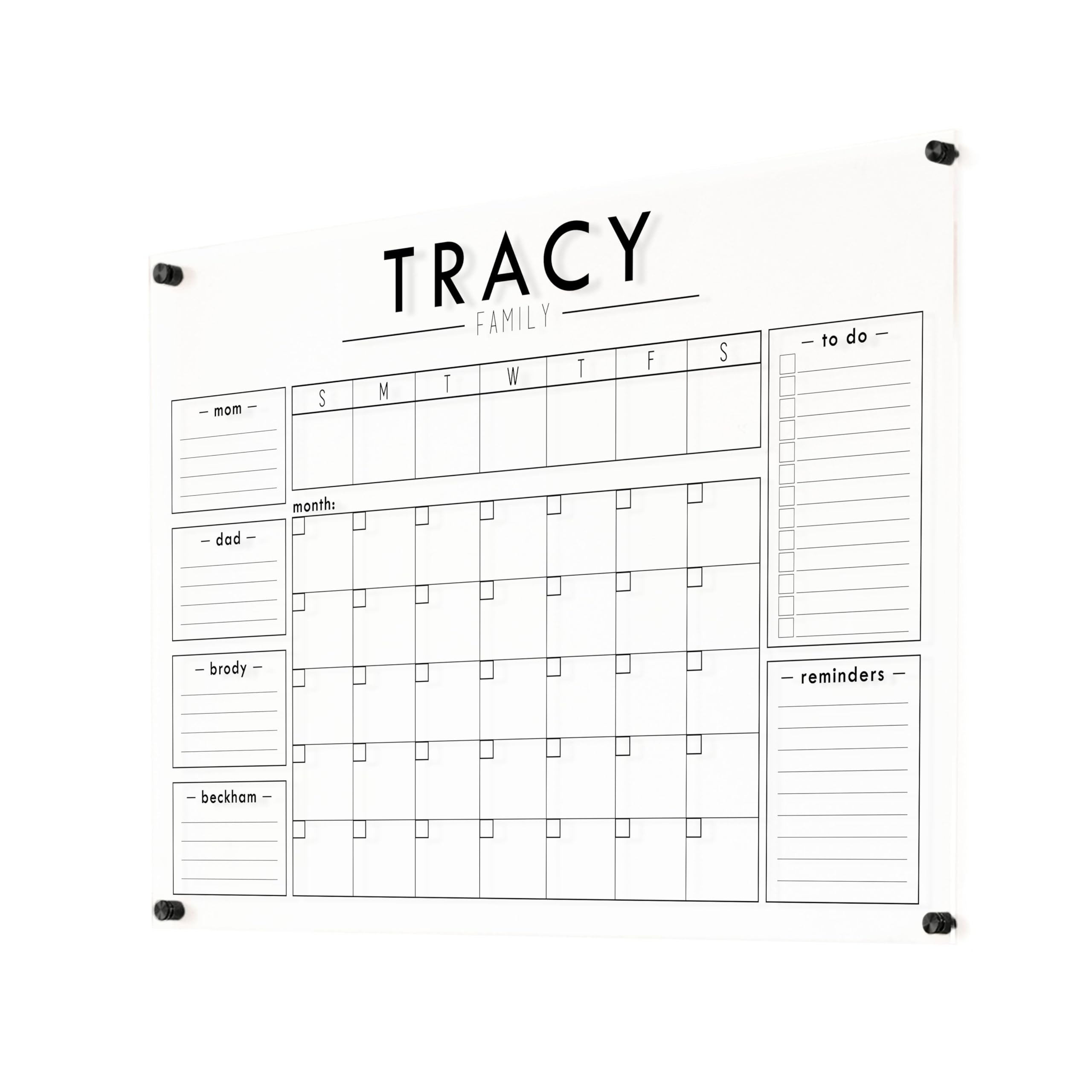 Acrylic Calendar 26x38 front view